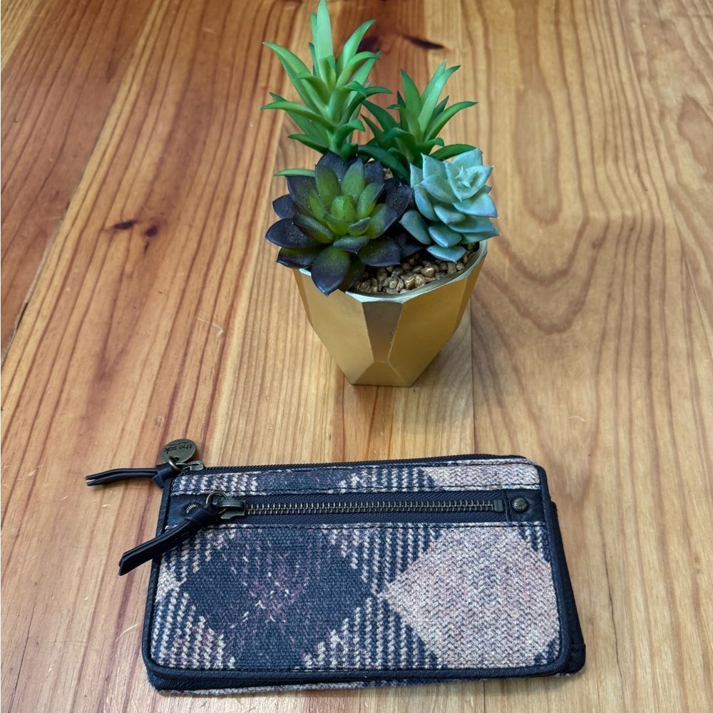 The Sak Brown Buffalo Check Wallet Plaid Pockets